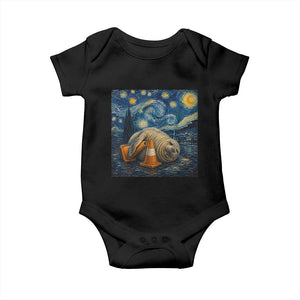 Funny Neil The Seal Starry Night Baby Onesie Van Gogh Art for Tasmania Seal Lovers TS11 Black Print Your Wear