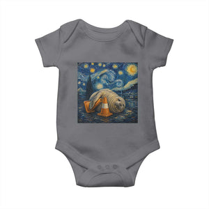 Funny Neil The Seal Starry Night Baby Onesie Van Gogh Art for Tasmania Seal Lovers TS11 Charcoal Print Your Wear