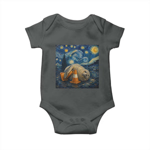 Funny Neil The Seal Starry Night Baby Onesie Van Gogh Art for Tasmania Seal Lovers TS11 Dark Heather Print Your Wear