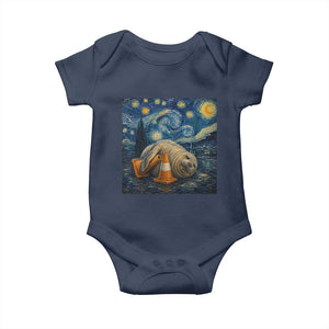 Funny Neil The Seal Starry Night Baby Onesie Van Gogh Art for Tasmania Seal Lovers TS11 Navy Print Your Wear