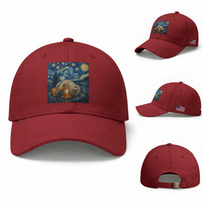 Funny Neil The Seal Starry Night Baseball Cap Van Gogh Art for Tasmania Seal Lovers TS11 Baseball Cap Universal Fit Cherry Red Print Your Wear