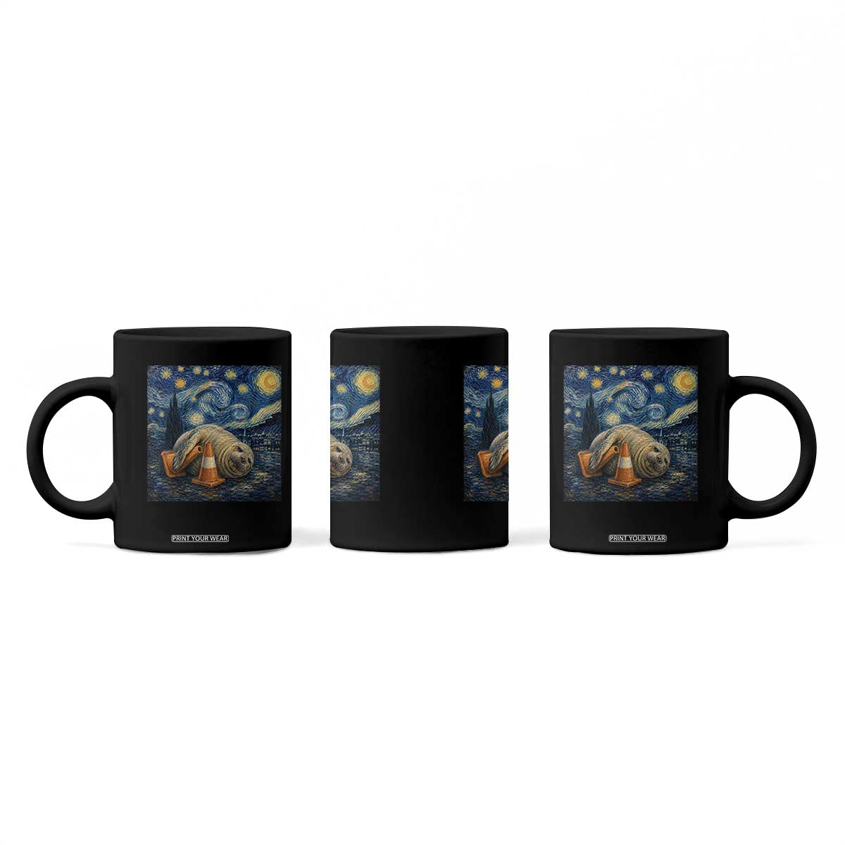 Funny Neil The Seal Starry Night Coffee Mug Van Gogh Art for Tasmania Seal Lovers TS11 Print Your Wear