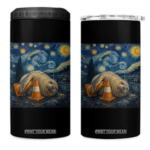Funny Neil The Seal Starry Night 4 in 1 Can Cooler Tumbler Van Gogh Art for Tasmania Seal Lovers TS11 One Size: 16 oz Black Print Your Wear