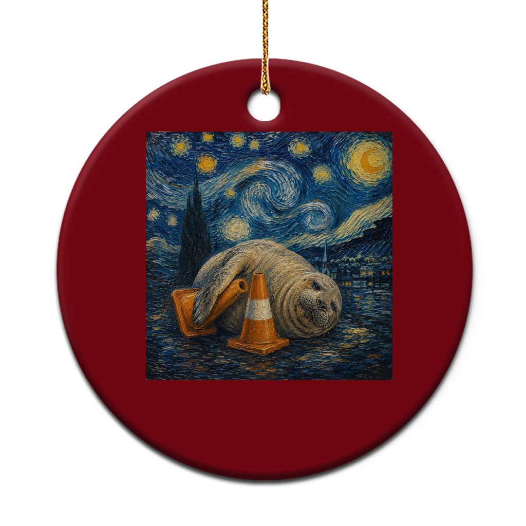 Funny Neil The Seal Starry Night Ceramic Ornament Van Gogh Art for Tasmania Seal Lovers TS11 1pc Red Print Your Wear