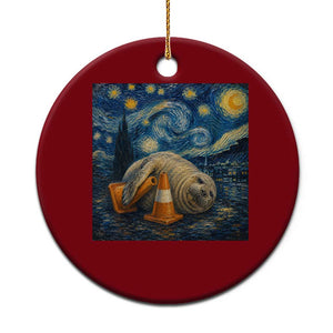 Funny Neil The Seal Starry Night Ceramic Ornament Van Gogh Art for Tasmania Seal Lovers TS11 1pc Red Print Your Wear