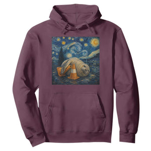 Funny Neil The Seal Starry Night Hoodie Van Gogh Art for Tasmania Seal Lovers TS11 Maroon Print Your Wear