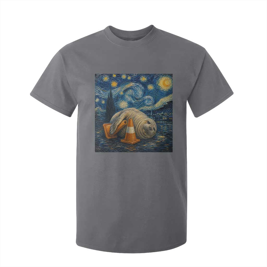 Funny Neil The Seal Starry Night T Shirt For Kid Van Gogh Art for Tasmania Seal Lovers TS11 Charcoal Print Your Wear