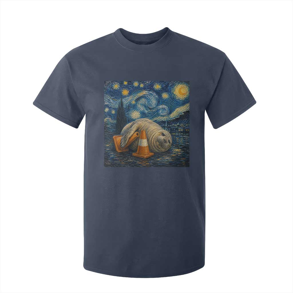Funny Neil The Seal Starry Night T Shirt For Kid Van Gogh Art for Tasmania Seal Lovers TS11 Navy Print Your Wear