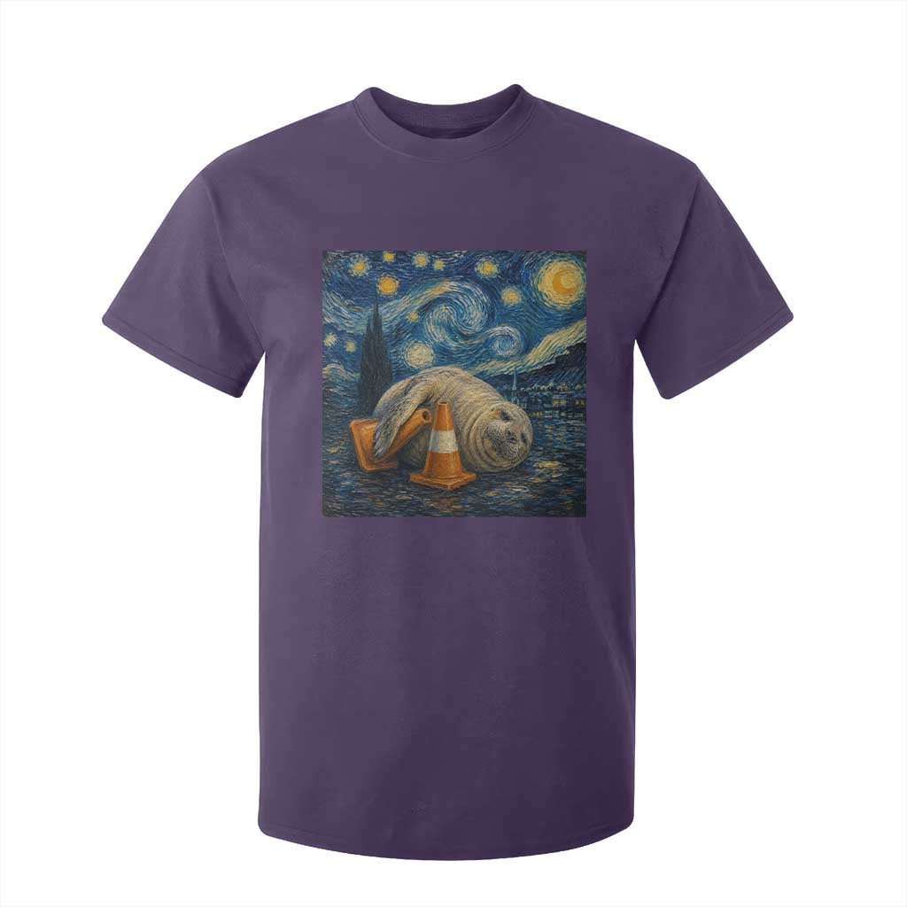 Funny Neil The Seal Starry Night T Shirt For Kid Van Gogh Art for Tasmania Seal Lovers TS11 Purple Print Your Wear