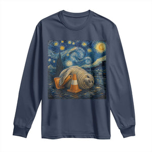 Funny Neil The Seal Starry Night Long Sleeve Shirt Van Gogh Art for Tasmania Seal Lovers TS11 Navy Print Your Wear