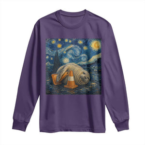 Funny Neil The Seal Starry Night Long Sleeve Shirt Van Gogh Art for Tasmania Seal Lovers TS11 Purple Print Your Wear