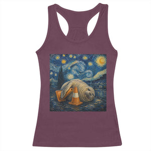 Funny Neil The Seal Starry Night Racerback Tank Top Van Gogh Art for Tasmania Seal Lovers TS11 Maroon Print Your Wear