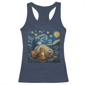 Funny Neil The Seal Starry Night Racerback Tank Top Van Gogh Art for Tasmania Seal Lovers TS11 Navy Print Your Wear
