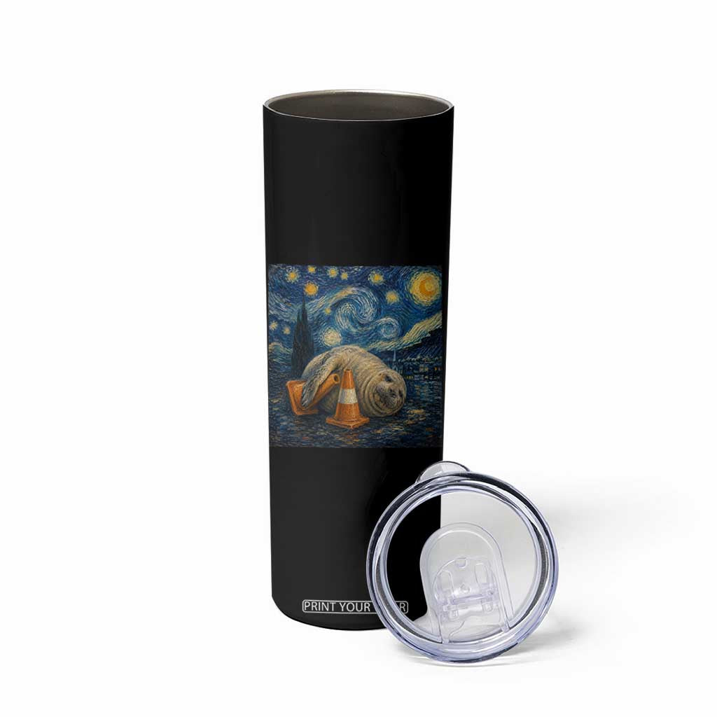 Funny Neil The Seal Starry Night Skinny Tumbler Van Gogh Art for Tasmania Seal Lovers TS11 Print Your Wear
