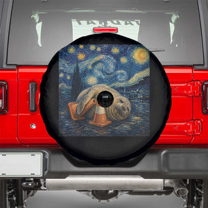 Funny Neil The Seal Starry Night Spare Tire Cover Van Gogh Art for Tasmania Seal Lovers TS11 Black Print Your Wear