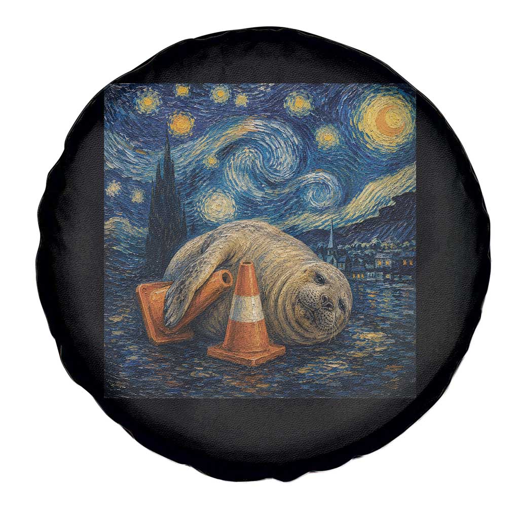 Funny Neil The Seal Starry Night Spare Tire Cover Van Gogh Art for Tasmania Seal Lovers TS11 Print Your Wear