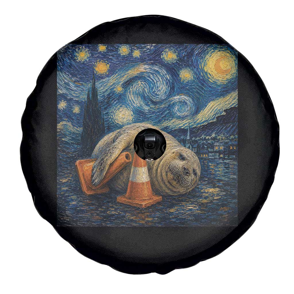 Funny Neil The Seal Starry Night Spare Tire Cover Van Gogh Art for Tasmania Seal Lovers TS11 Print Your Wear
