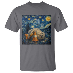 Funny Neil The Seal Starry Night T Shirt Van Gogh Art for Tasmania Seal Lovers TS11 Charcoal Print Your Wear