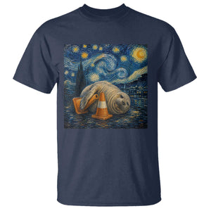 Funny Neil The Seal Starry Night T Shirt Van Gogh Art for Tasmania Seal Lovers TS11 Navy Print Your Wear