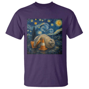 Funny Neil The Seal Starry Night T Shirt Van Gogh Art for Tasmania Seal Lovers TS11 Purple Print Your Wear