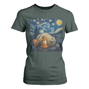 Funny Neil The Seal Starry Night T Shirt For Women Van Gogh Art for Tasmania Seal Lovers TS11 Dark Forest Green Print Your Wear
