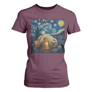 Funny Neil The Seal Starry Night T Shirt For Women Van Gogh Art for Tasmania Seal Lovers TS11 Maroon Print Your Wear