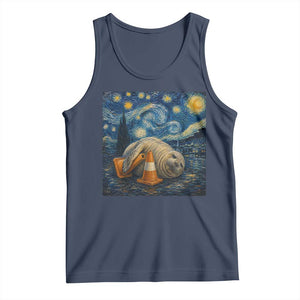 Funny Neil The Seal Starry Night Tank Top Van Gogh Art for Tasmania Seal Lovers TS11 Navy Print Your Wear