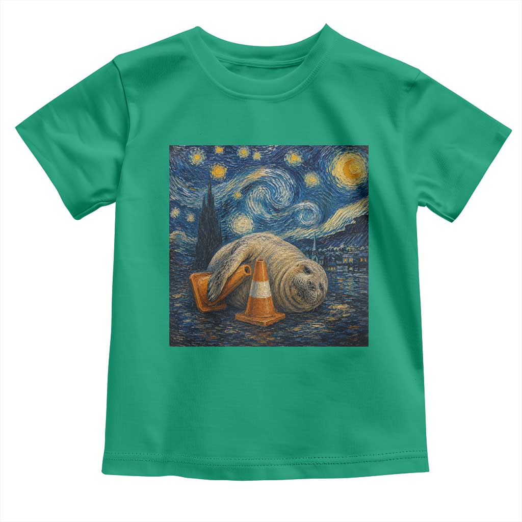 Funny Neil The Seal Starry Night Toddler T Shirt Van Gogh Art for Tasmania Seal Lovers TS11 Irish Green Print Your Wear