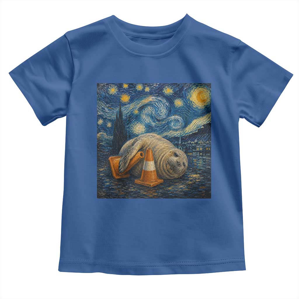 Funny Neil The Seal Starry Night Toddler T Shirt Van Gogh Art for Tasmania Seal Lovers TS11 Royal Blue Print Your Wear