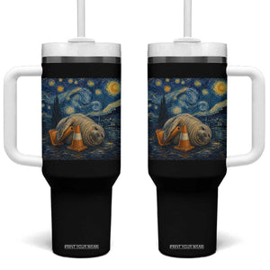 Funny Neil The Seal Starry Night Tumbler With Handle Van Gogh Art for Tasmania Seal Lovers TS11 One Size: 40 oz Black Print Your Wear