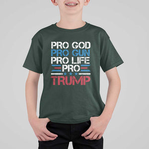 Trump Supporters T Shirt For Kid Pro God Pro Gun Pro Life Pro Trump Election Star TS11 Dark Forest Green Print Your Wear