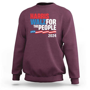 Harris Walz For The People Sweatshirt Presidential Election 2024 American Flag TS11 Maroon Print Your Wear