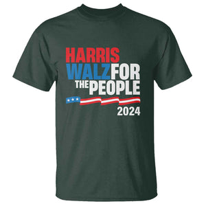 Harris Walz For The People T Shirt Presidential Election 2024 American Flag TS11 Dark Forest Green Print Your Wear