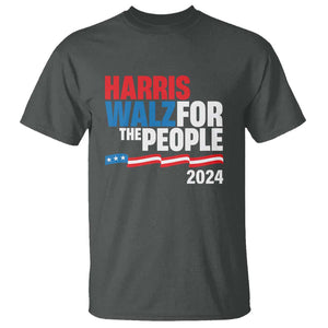 Harris Walz For The People T Shirt Presidential Election 2024 American Flag TS11 Dark Heather Print Your Wear