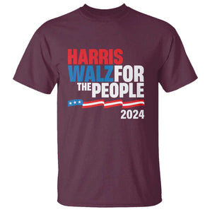 Harris Walz For The People T Shirt Presidential Election 2024 American Flag TS11 Maroon Print Your Wear