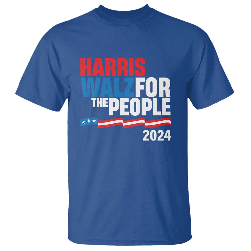 Harris Walz For The People T Shirt Presidential Election 2024 American Flag TS11 Royal Blue Print Your Wear