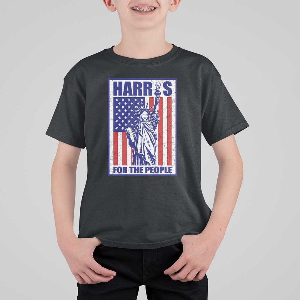 Kamala 2024 T Shirt For Kid Harris For The People Liberty American Flag TS11 Black Print Your Wear