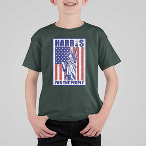 Kamala 2024 T Shirt For Kid Harris For The People Liberty American Flag TS11 Dark Forest Green Print Your Wear