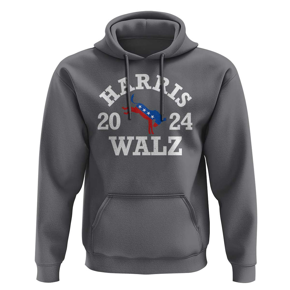Harris Walz 2024 Hoodie Vintage Patriotic Donkey USA Flag TS11 Charcoal Print Your Wear