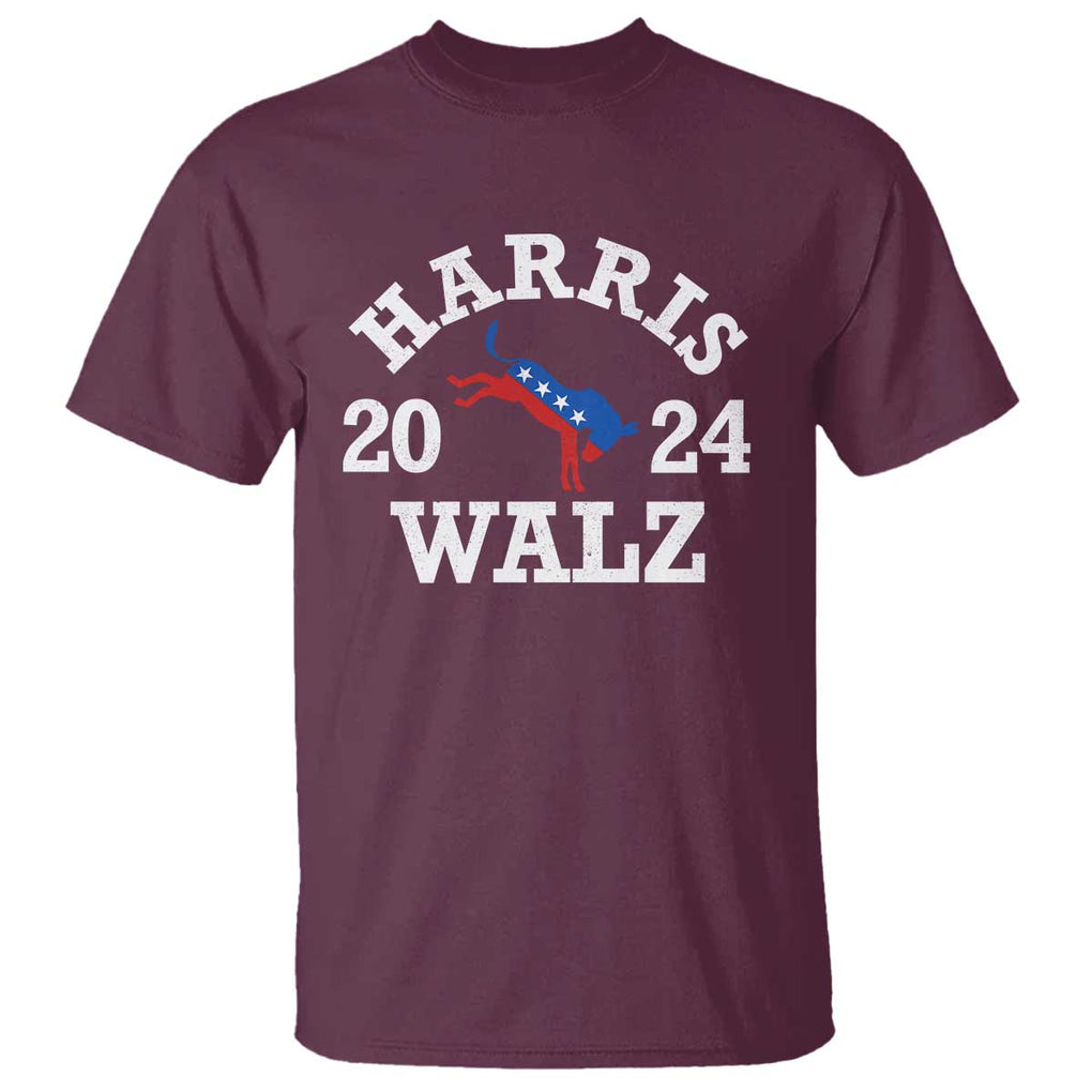 Harris Walz 2024 T Shirt Vintage Patriotic Donkey USA Flag TS11 Maroon Print Your Wear