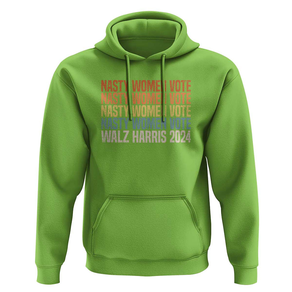 Nasty Women Vote Harris Walz 2024 Hoodie Retro President Election Feminist Voting TS11 Lime Print Your Wear