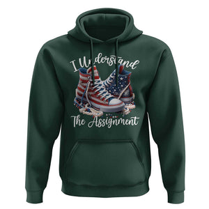 Harris Supporter 2024 Hoodie I Understand The Assignment USA Chucks Pearls TS11 Dark Forest Green Print Your Wear