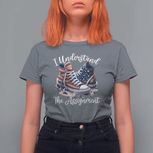 Harris Supporter 2024 T Shirt For Women I Understand The Assignment USA Chucks Pearls TS11 Charcoal Print Your Wear