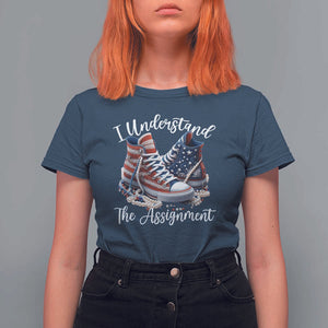 Harris Supporter 2024 T Shirt For Women I Understand The Assignment USA Chucks Pearls TS11 Navy Print Your Wear