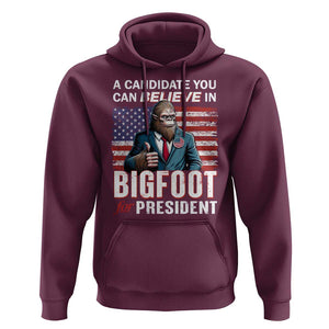 Funny Bigfoot For President Hoodie A Candidate You Can Believe In 2024 Sasquatch USA Flag TS11 Maroon Print Your Wear