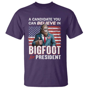 Funny Bigfoot For President T Shirt A Candidate You Can Believe In 2024 Sasquatch USA Flag TS11 Purple Print Your Wear