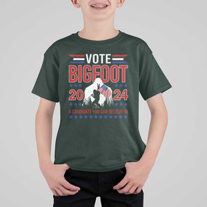 Funny Presidential Election Bigfoot T Shirt For Kid Vote Bigfoot A Candidate You Can Believe In 2024 TS11 Dark Forest Green Print Your Wear