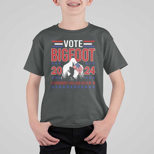 Funny Presidential Election Bigfoot T Shirt For Kid Vote Bigfoot A Candidate You Can Believe In 2024 TS11 Dark Heather Print Your Wear