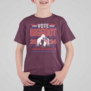 Funny Presidential Election Bigfoot T Shirt For Kid Vote Bigfoot A Candidate You Can Believe In 2024 TS11 Maroon Print Your Wear