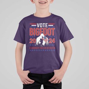 Funny Presidential Election Bigfoot T Shirt For Kid Vote Bigfoot A Candidate You Can Believe In 2024 TS11 Purple Print Your Wear